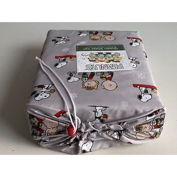 Peanuts Snoopy Woodstock QUEEN SIZE Sheet Set Sally Charlie Brown Christmas NEW - Picture 14 of 15